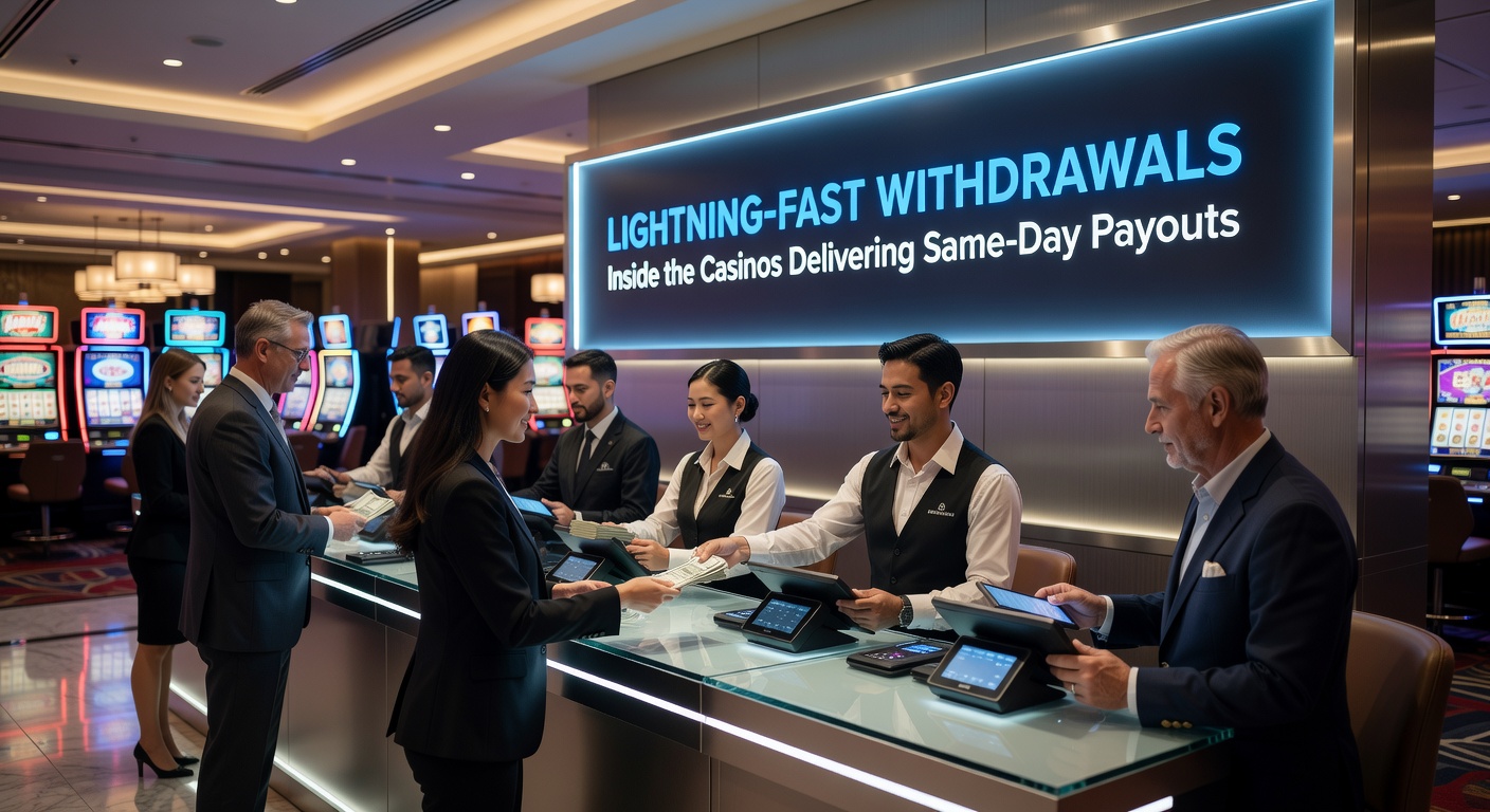 Screenshot einer Casino-App mit Auszahlungsbestätigung und Uhrzeitangabe für Same-Day-Payout