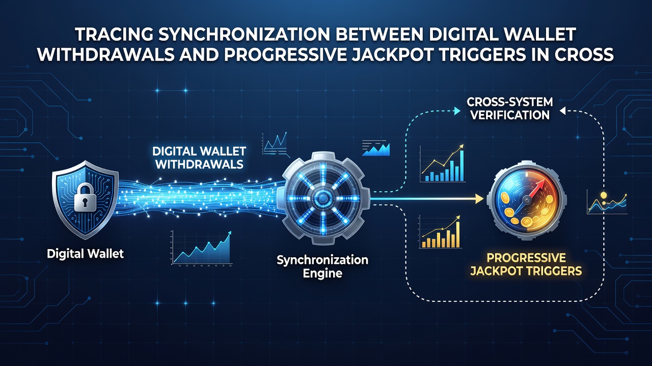 Darstellung von Datenflüssen zwischen mobilen Wallets und progressiven Jackpot-Systemen